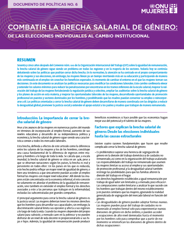  Combatir la brecha salarial de género: de las elecciones individuales al cambio institucional