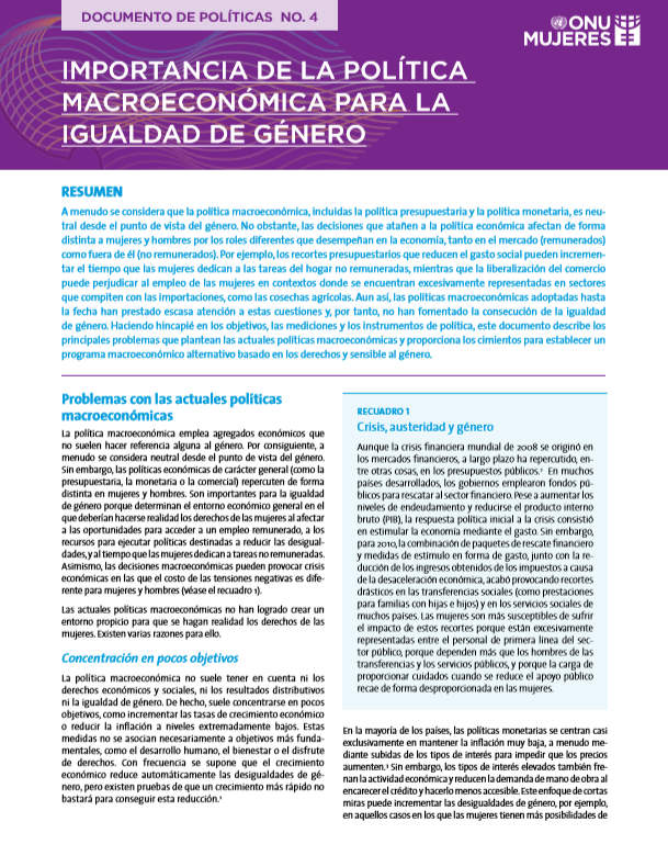 ¿Por qué es importante la política macroeconómica para la igualdad de género?