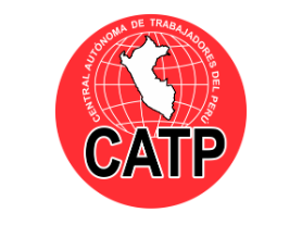 Logo of CATP: a round circle with an image of a globe and shape of Peru, and CATP written in large black letters over it